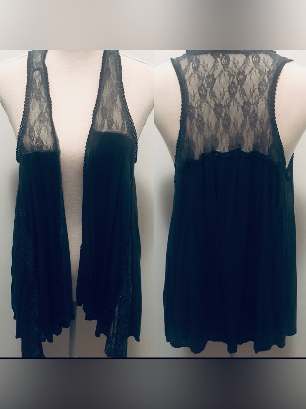 JUSTIQUE Women’s Racerback Grayish Long Lace Top Vest Size Large NEW
